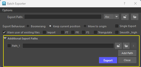 Batch Exporter Window