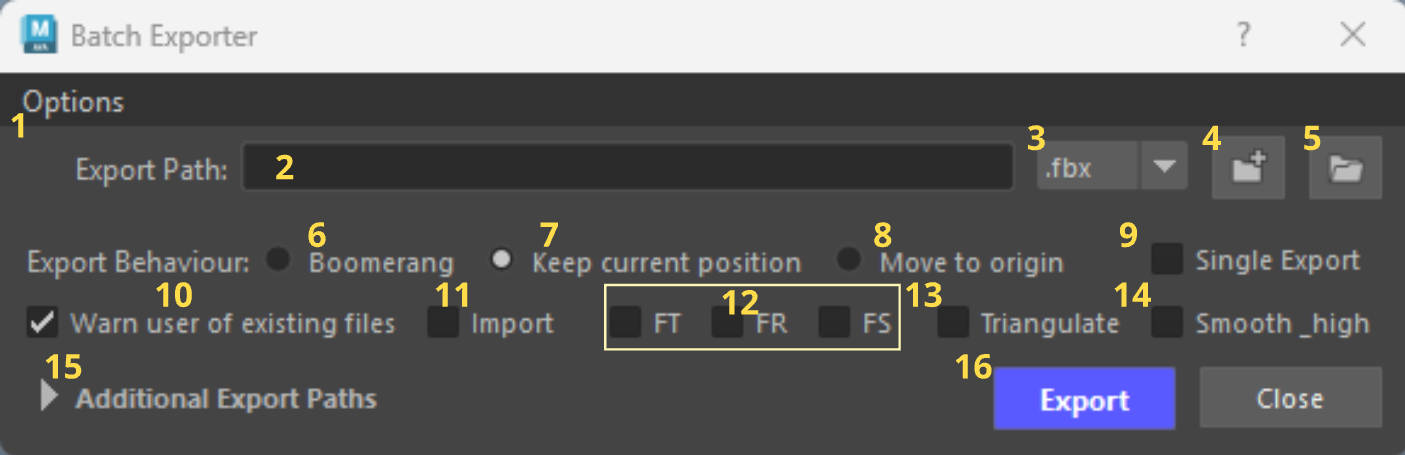 Batch Exporter Window
