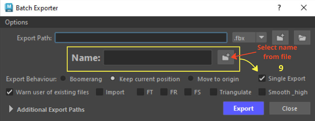 Batch Exporter Window